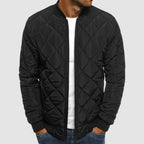 heren slim fit overgangsjas met revers in zwart