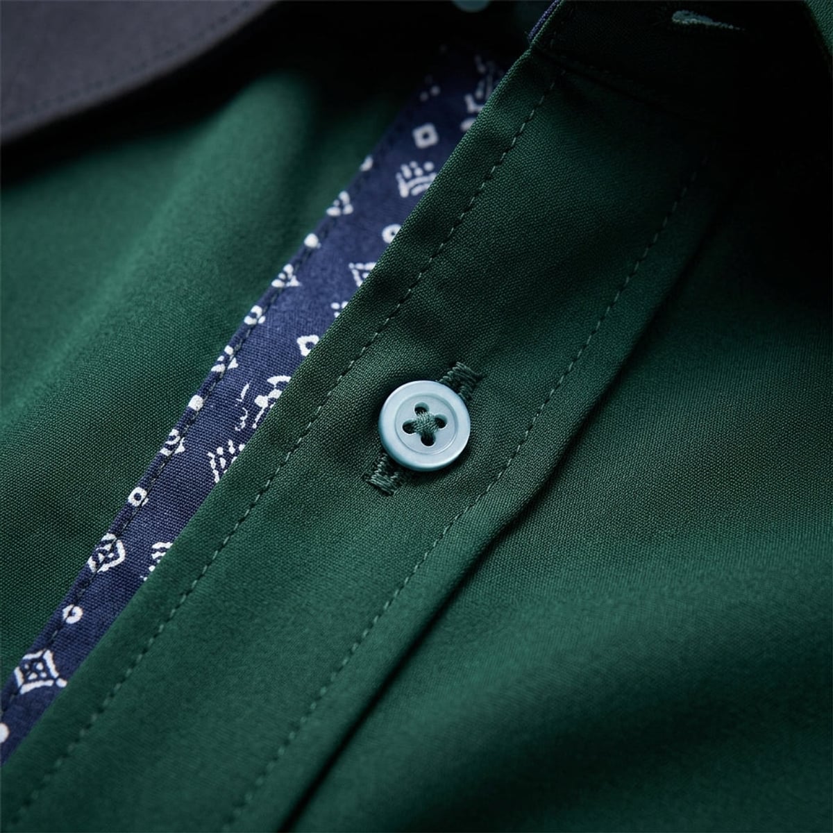 heren slim fit overhemd met lange mouw contrast in groen