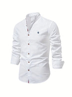 heren slim fit overhemd met staande kraag in wit
