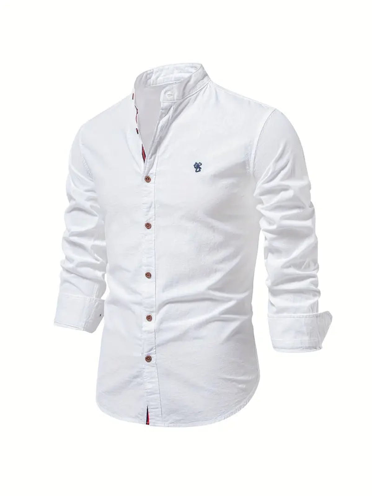 heren slim fit overhemd met staande kraag in wit