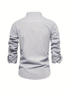 heren slim fit overhemd met staande kraag