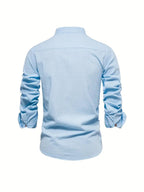heren slim fit overhemd met staande kraag