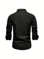 heren slim fit overhemd met staande kraag
