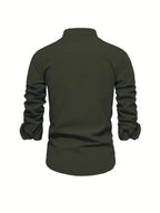 heren slim fit overhemd met staande kraag