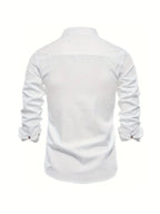 heren slim fit overhemd met staande kraag