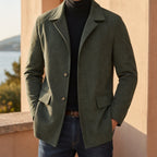 heren slim fit overjas met notch revers in saliegroen