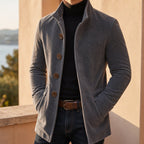 heren slim fit overjas met notch revers in grijs
