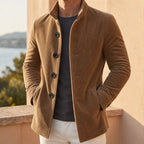 heren slim fit overjas met notch revers in lichtbruin