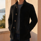 heren slim fit overjas met notch revers in zwart