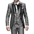 heren slim fit pak met gilet in grijs