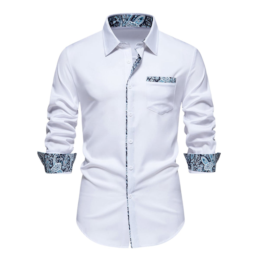 heren slim fit polo met lange mouwen in wit