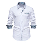 heren slim fit polo met lange mouwen in wit