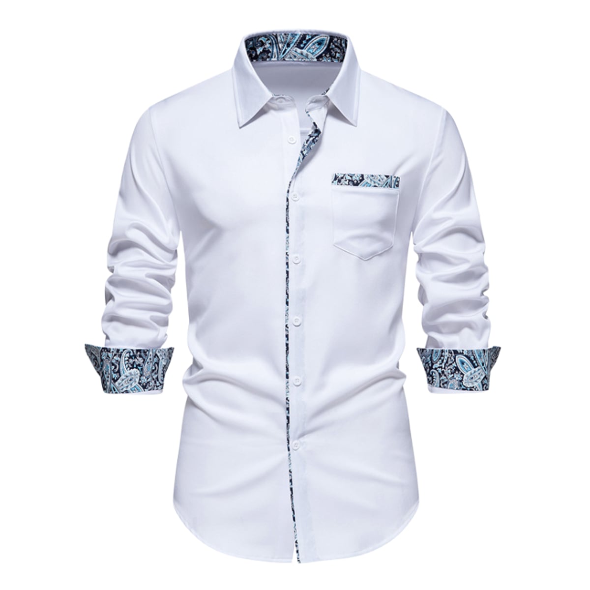 heren slim fit polo met lange mouwen in wit