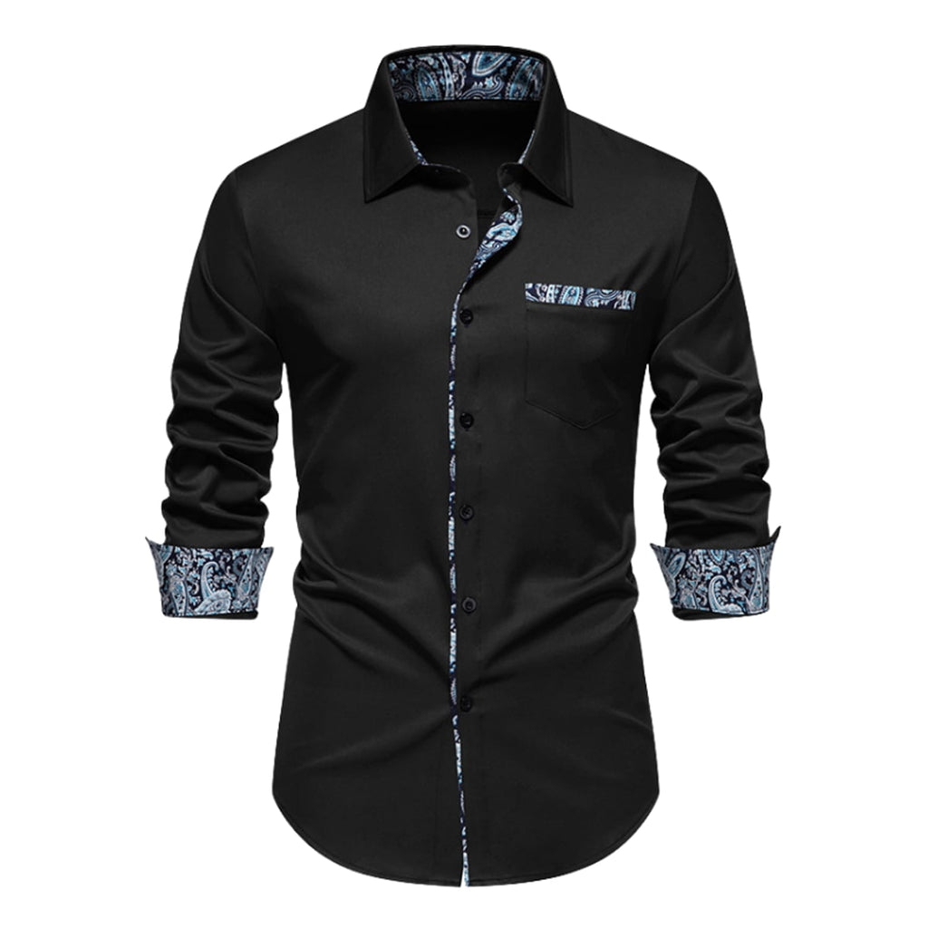 heren slim fit polo met lange mouwen in zwart