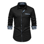 heren slim fit polo met lange mouwen in zwart