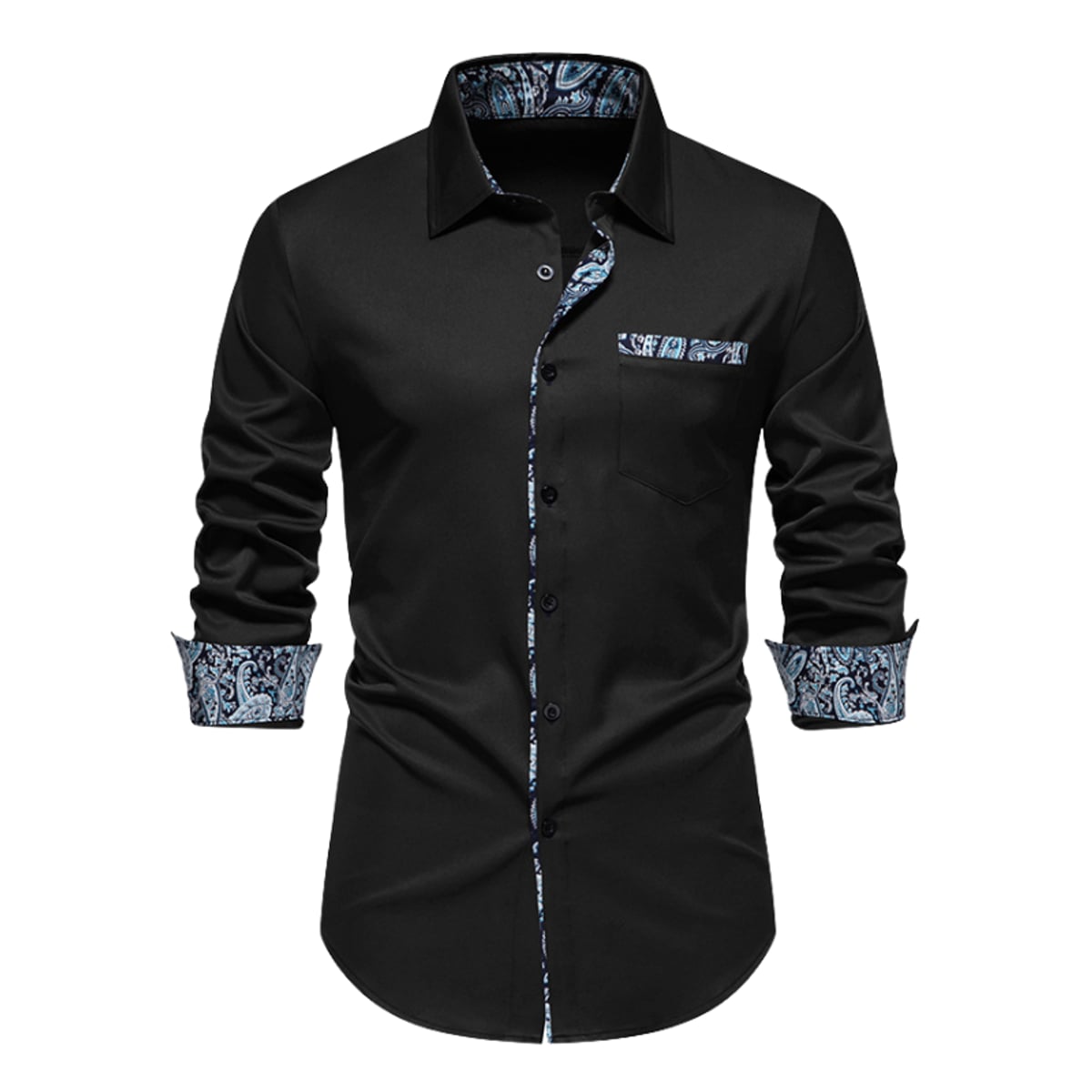 heren slim fit polo met lange mouwen in zwart