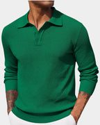 heren slim fit polo trui met lange mouwen in groen