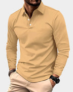 heren slim fit poloshirt met lange mouwen in geel