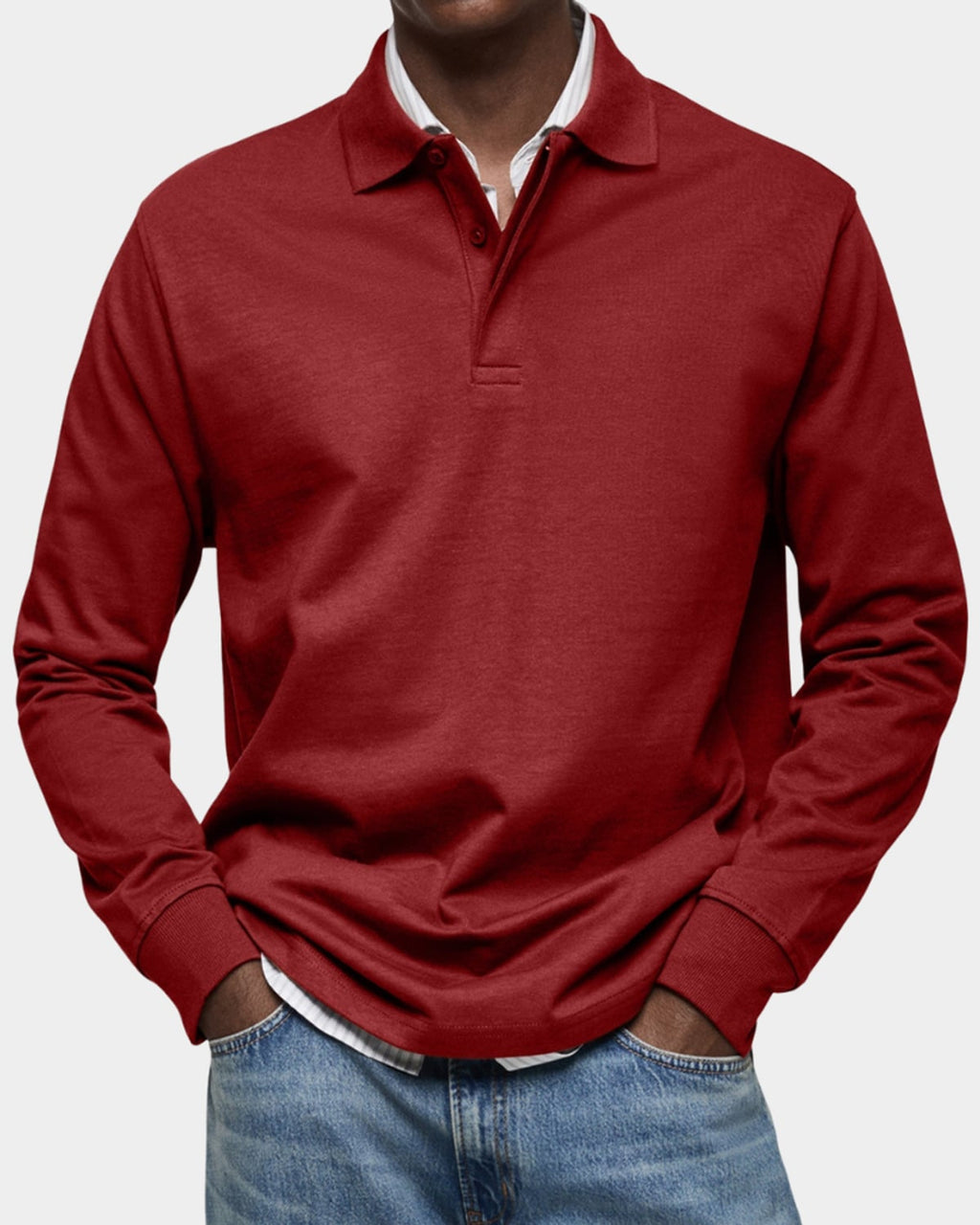 heren slim fit poloshirt wilson met lange mouwen en rekbaar materiaal in rood