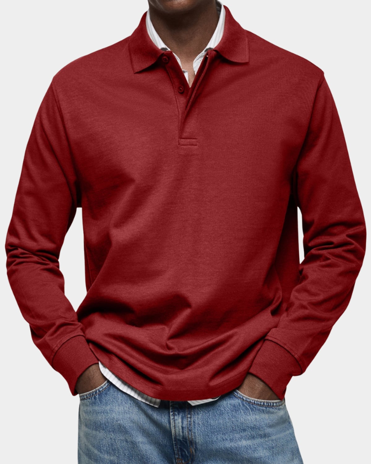 heren slim fit poloshirt wilson met lange mouwen en rekbaar materiaal in rood