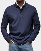 heren slim fit poloshirt wilson met lange mouwen en rekbaar materiaal in marineblauw