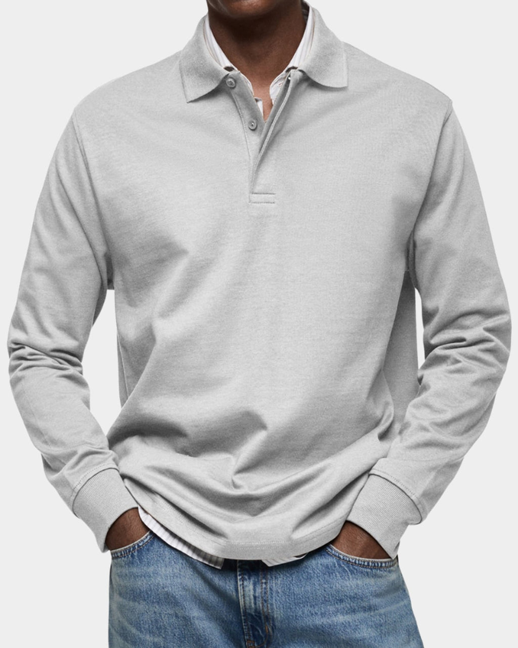 heren slim fit poloshirt wilson met lange mouwen en rekbaar materiaal in wit