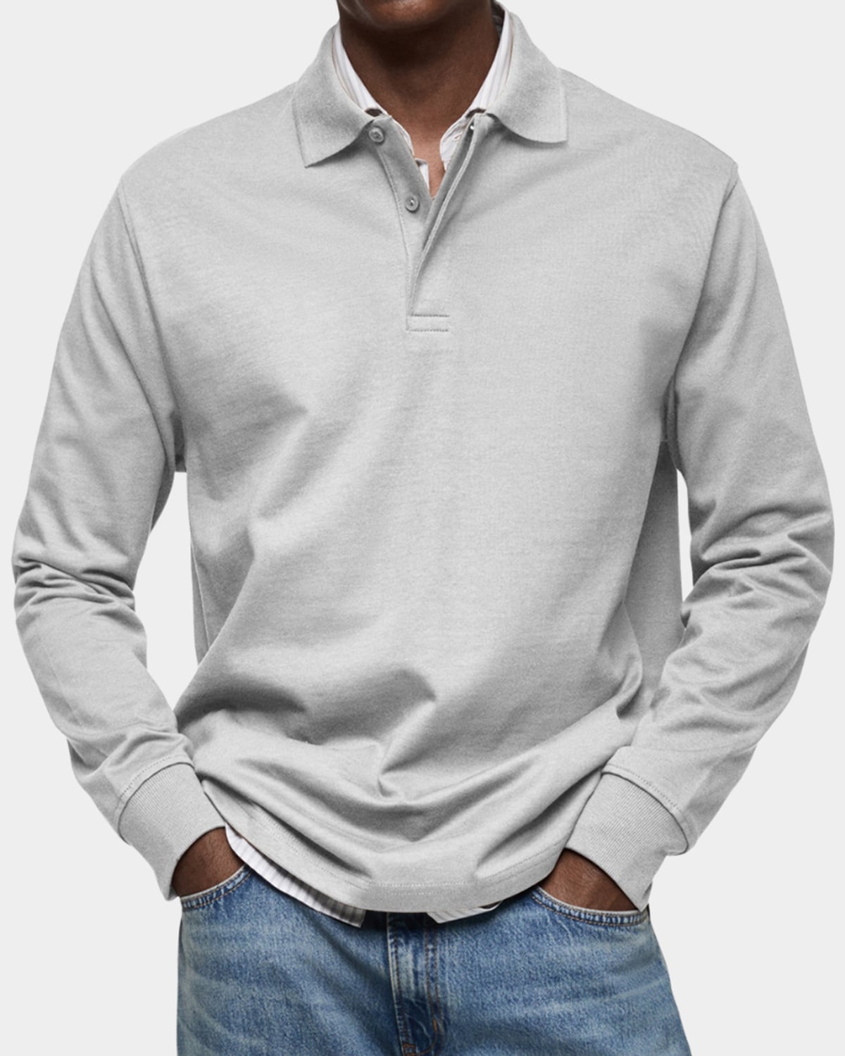 heren slim fit poloshirt wilson met lange mouwen en rekbaar materiaal in wit