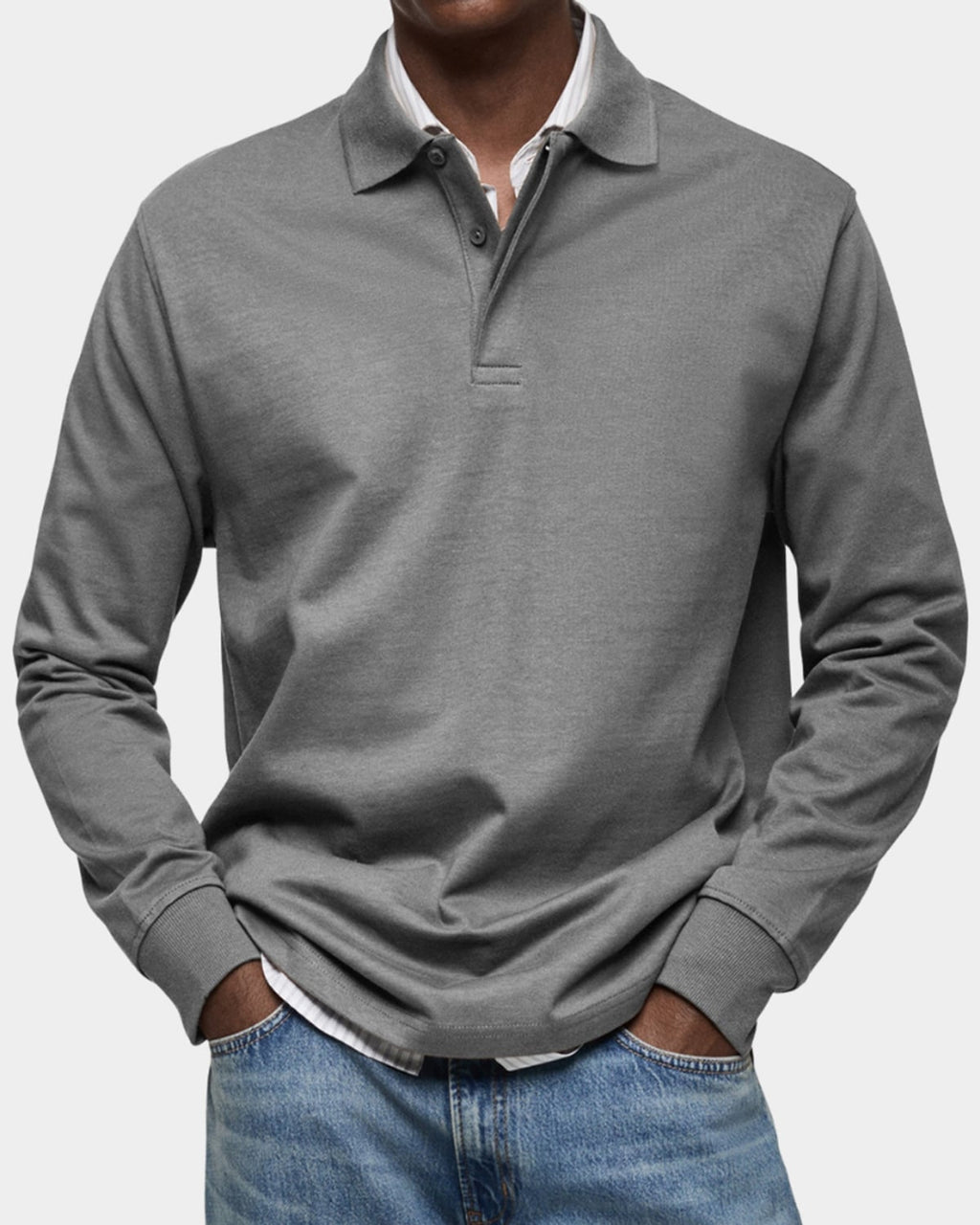 heren slim fit poloshirt wilson met lange mouwen en rekbaar materiaal in grijs