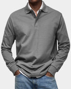 heren slim fit poloshirt wilson met lange mouwen en rekbaar materiaal in grijs