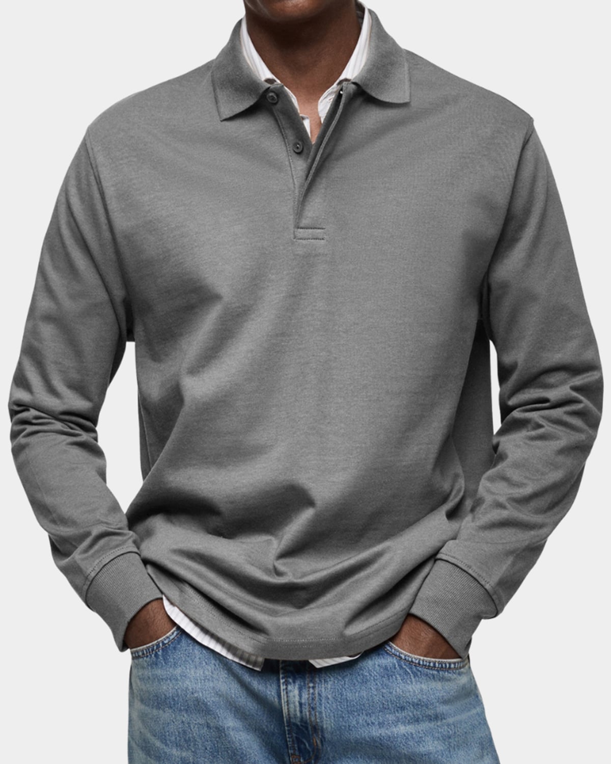heren slim fit poloshirt wilson met lange mouwen en rekbaar materiaal in grijs