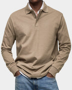 heren slim fit poloshirt wilson met lange mouwen en rekbaar materiaal in khaki