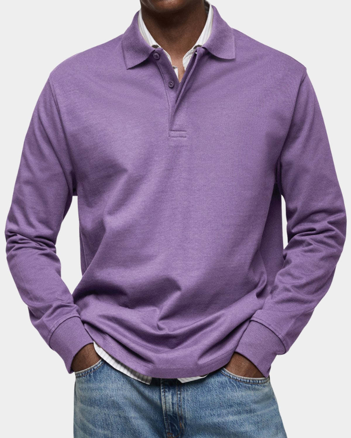 heren slim fit poloshirt wilson met lange mouwen en rekbaar materiaal in paars