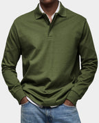 heren slim fit poloshirt wilson met lange mouwen en rekbaar materiaal in legergroen
