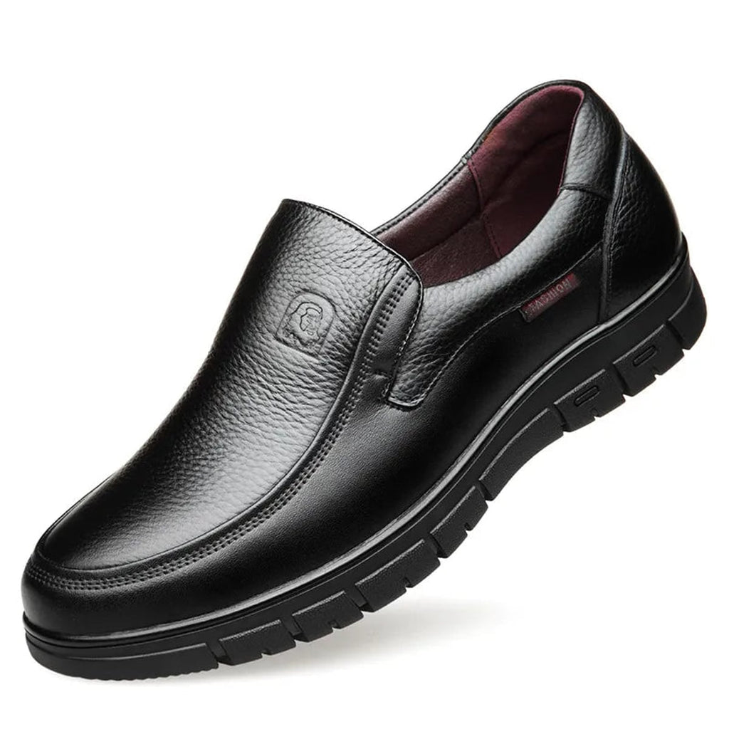 heren slip-on loafer met brede neus in zwart