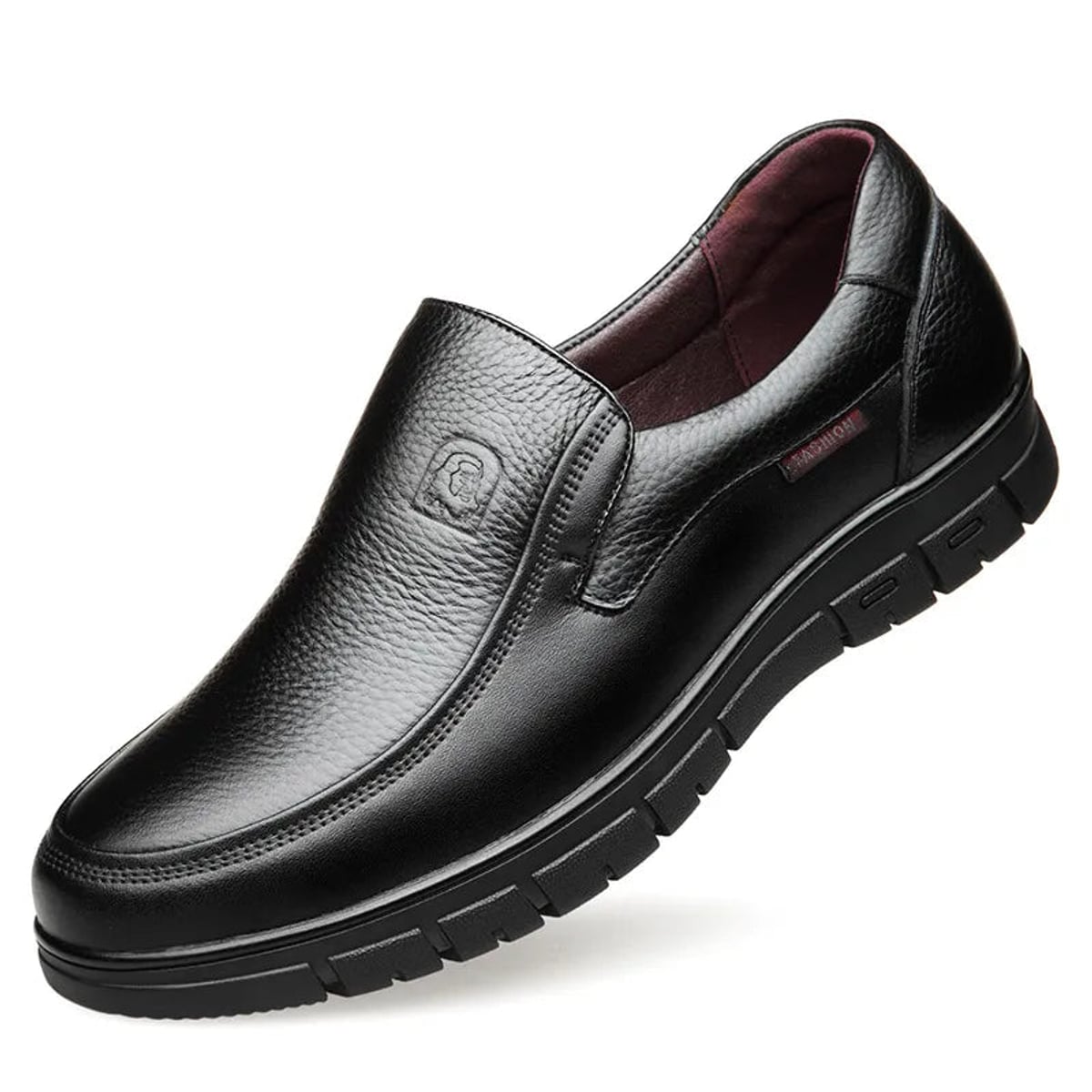 heren slip-on loafer met brede neus in zwart