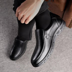 heren slip-on loafer met brede neus in zwart