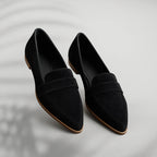 heren slip-on mocassin met ronde neus in zwart