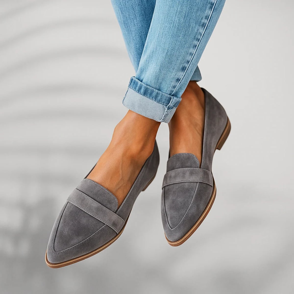 heren slip-on mocassin met ronde neus in grijs