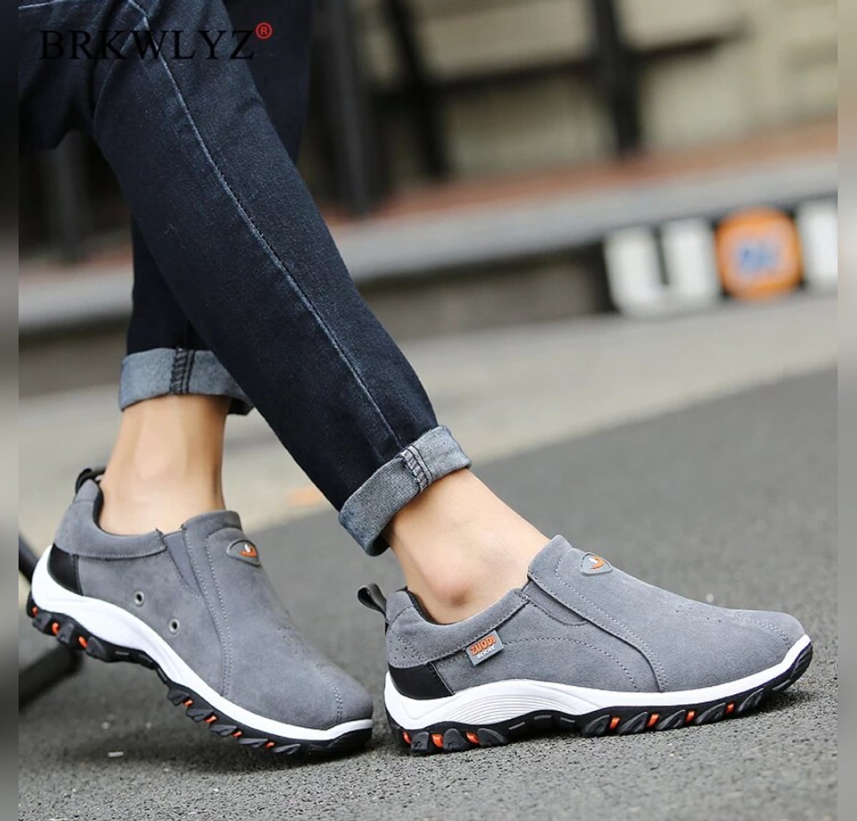 heren slip-on wandelschoen in grijs