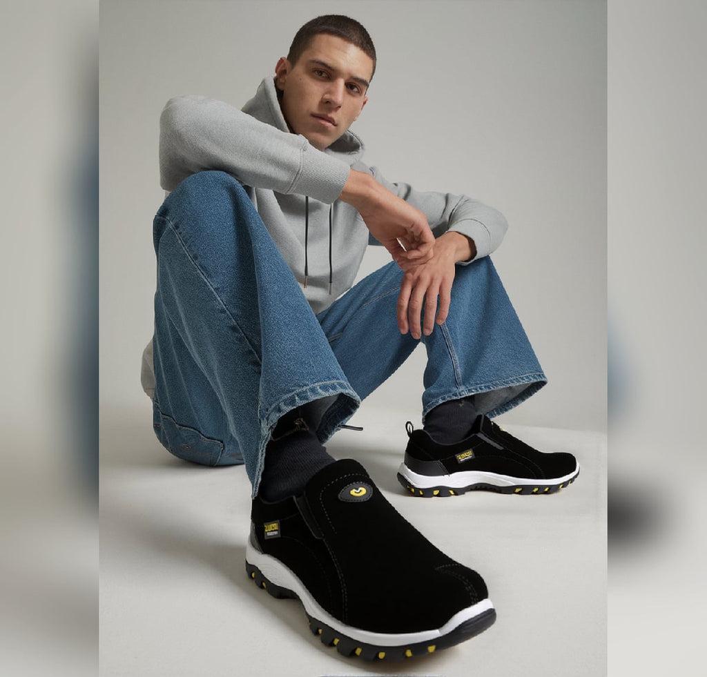 heren slip-on wandelschoen in zwart