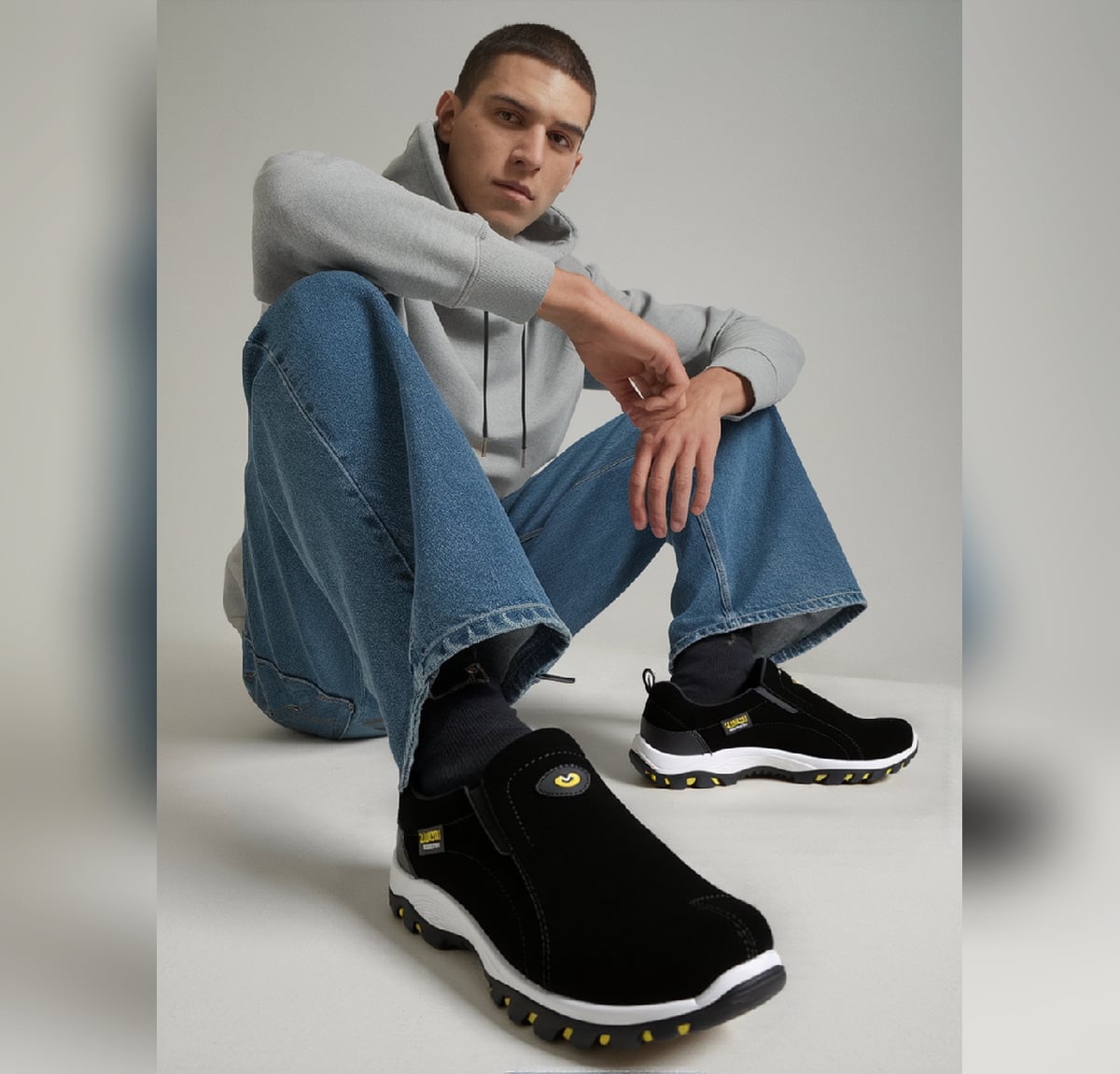 heren slip-on wandelschoen in zwart