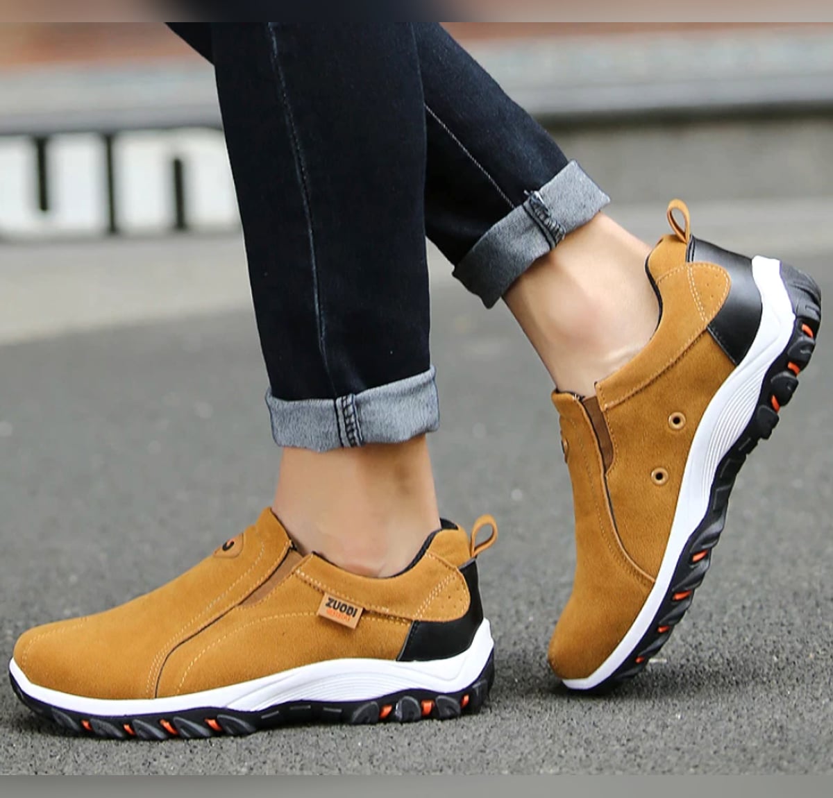 heren slip-on wandelschoen in bruin