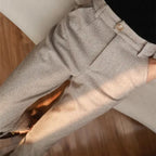 heren tailored fit broek met visgraatpatroon