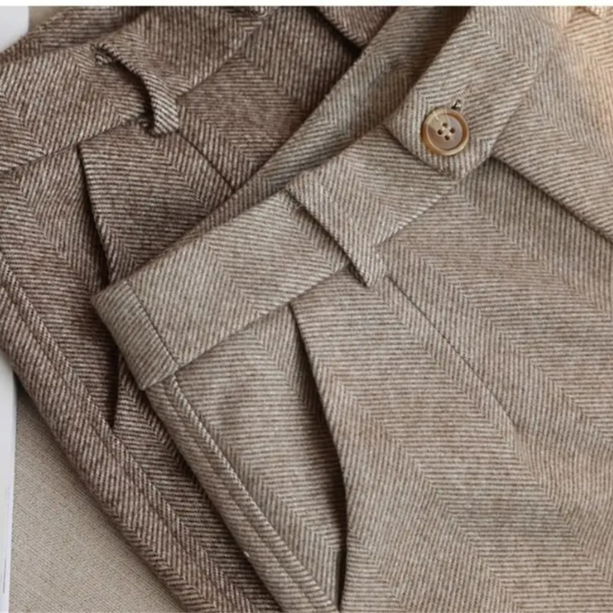 heren tailored fit broek met visgraatpatroon