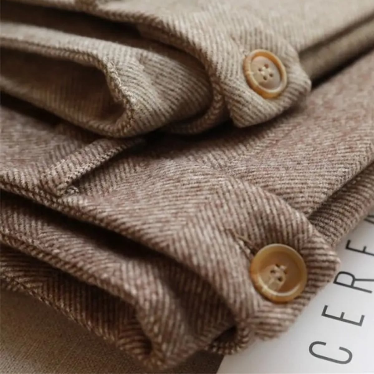 heren tailored fit broek met visgraatpatroon