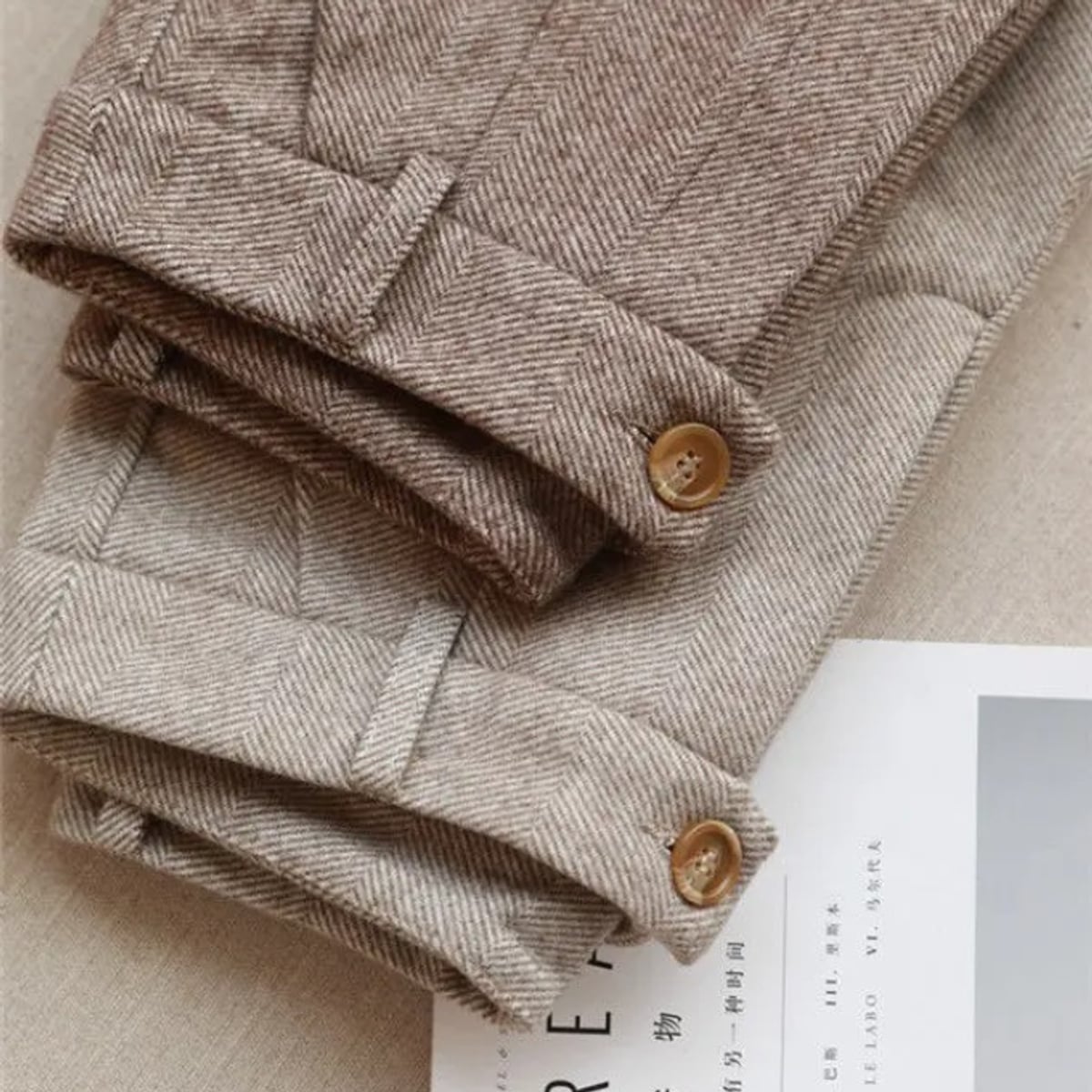 heren tailored fit broek met visgraatpatroon