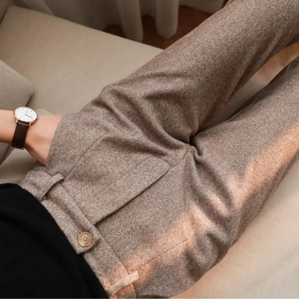 heren tailored fit broek met visgraatpatroon