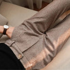 heren tailored fit broek met visgraatpatroon