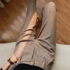 heren tailored fit broek met visgraatpatroon