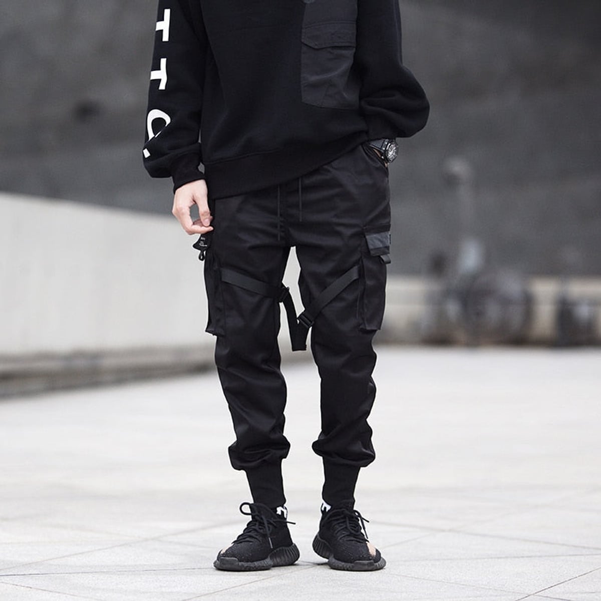 heren tapered tactical cargobroek zwart
